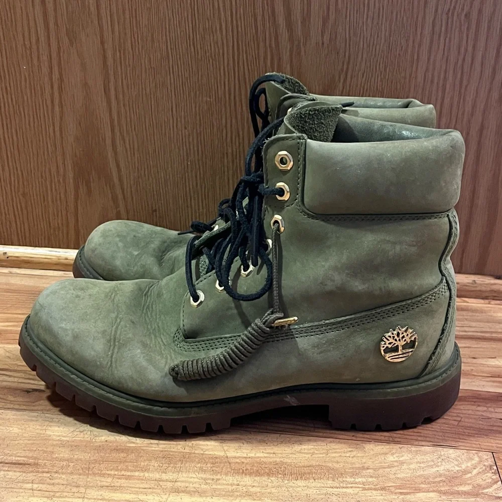 RARE Timberland MONEY GREEN 10 DJ Khaled LIMITED EDITION LACE Boots Leather VGUC